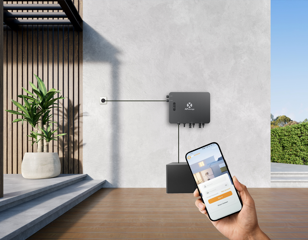 APsystems Power-Set: EZHI Hybridwechselrichter + EZ Bat Box + APmeter