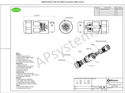 APsystems 25A AC-Stecker – 5-adrig für QT2/QT2D