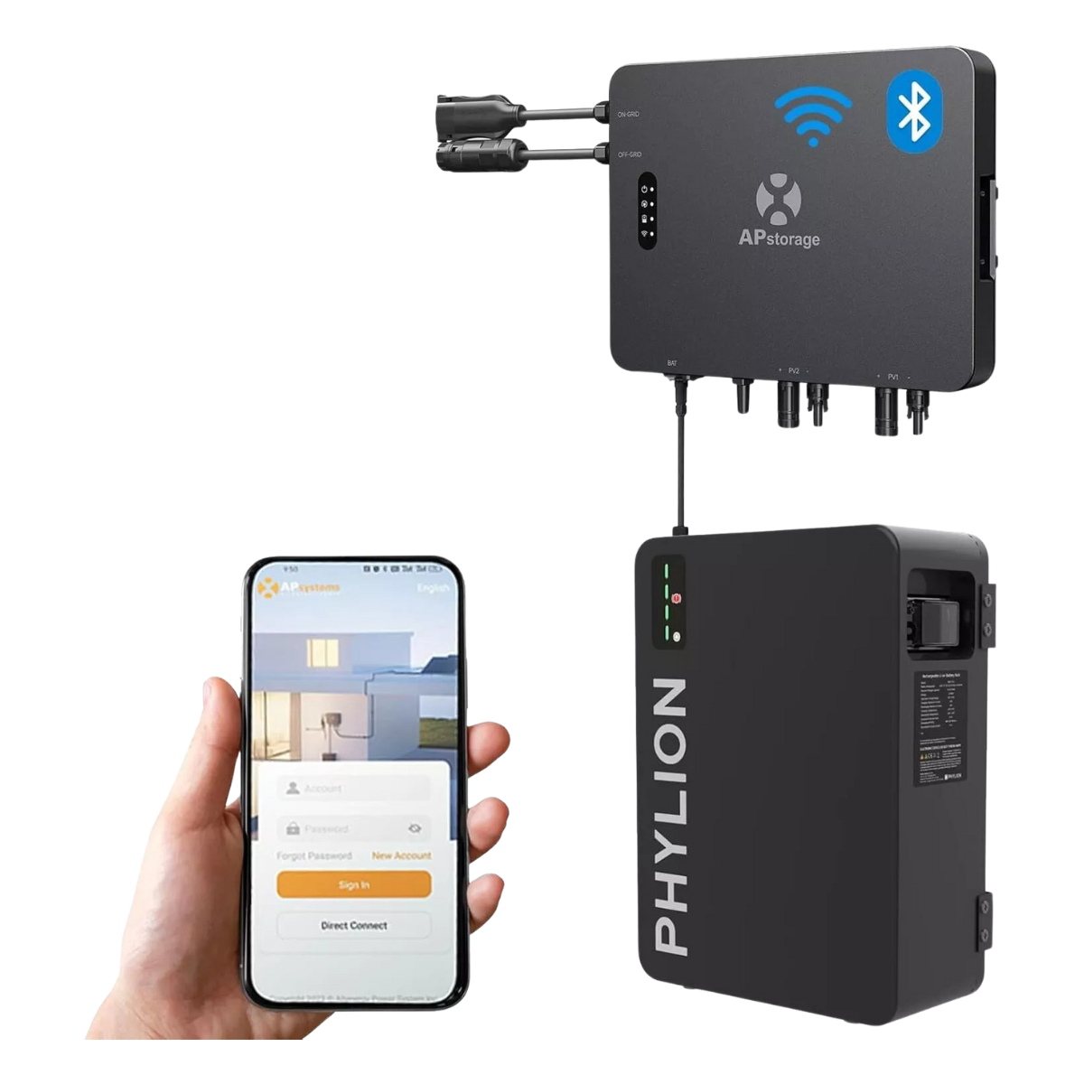 APsystems EZHI Hybrid-Mikrowechselrichter + Phylion Speicher 2760 Wh
