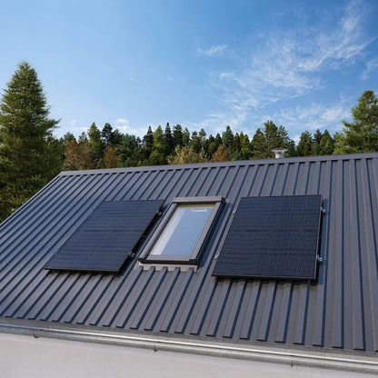 Zwei Jolywood 500-Watt-Solarmodule auf dem Dach montiert