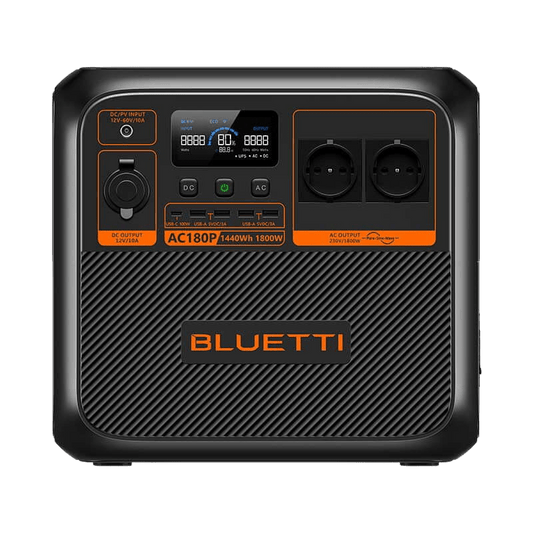 BLUETTI AC180P Powerstation – 1440Wh LiFePO4 mit 1800W Ausgang für Camping & Notstrom - Solarfantasie.de