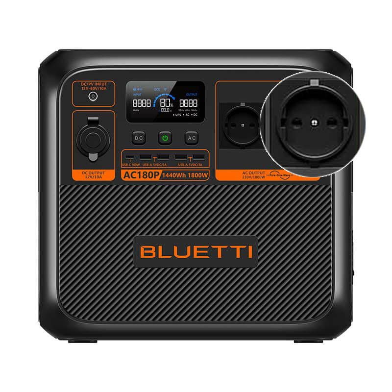 BLUETTI AC180P Powerstation – 1440Wh LiFePO4 mit 1800W Ausgang für Camping & Notstrom - Solarfantasie.de