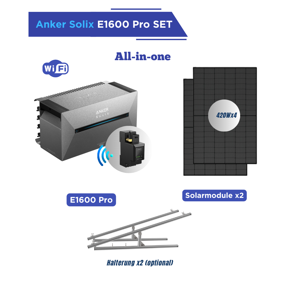 Anker Solix Solarbank 2 E1600 Pro Suntech Solarmodule Balkonkraftwerk Set mit Halterung