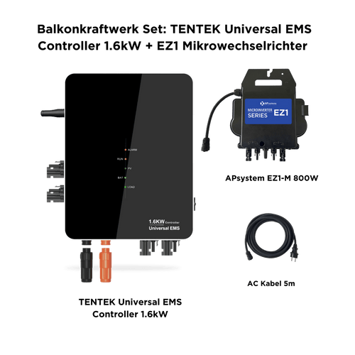 TENTEK Universal EMS Controller 1.6kW + EZ1 Mikrowechselrichter ohne Smart Meter - Solarfantasie.de